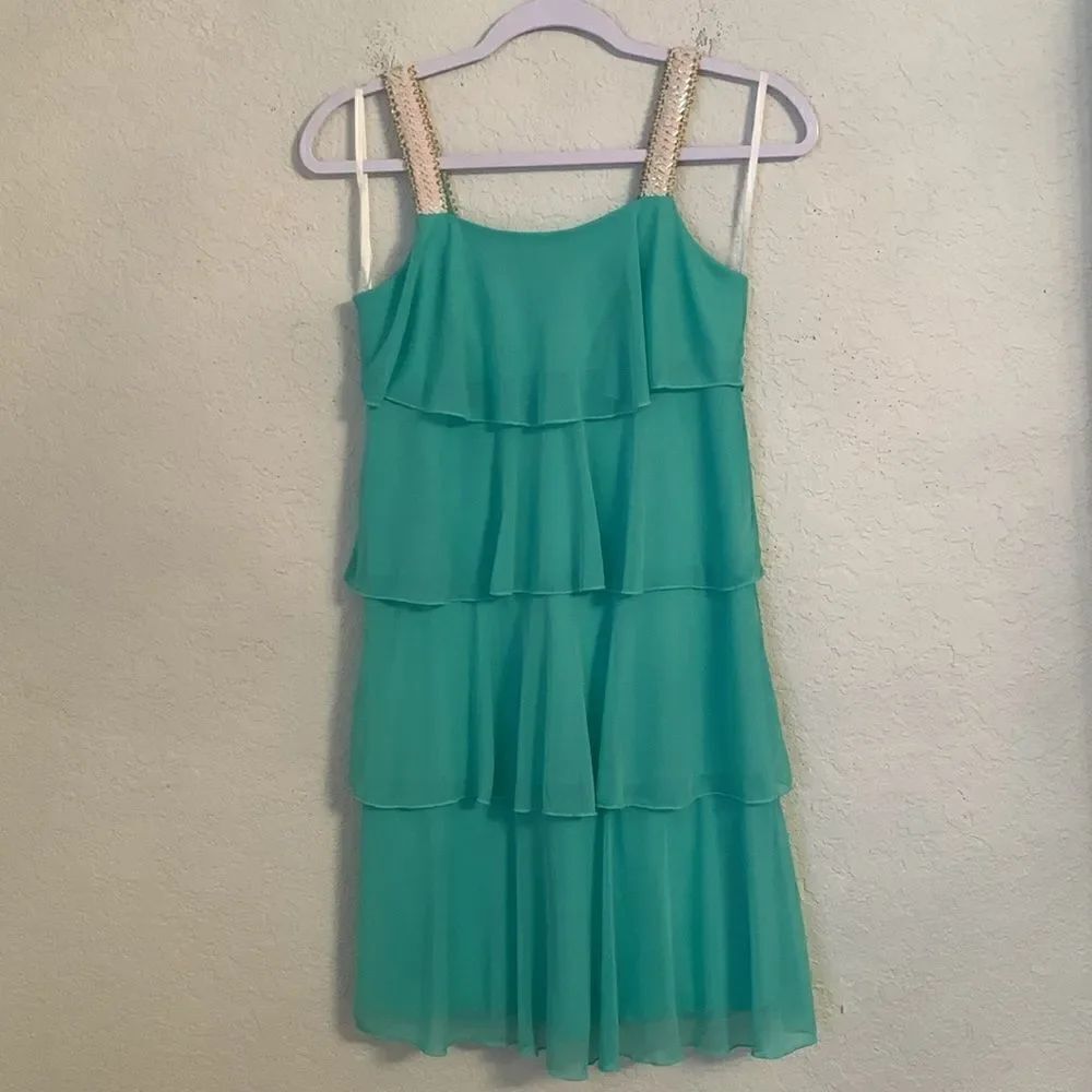 Cocktail Dress by Enfocus Studio Tiered Embellishment Straps Chiffon Size 4